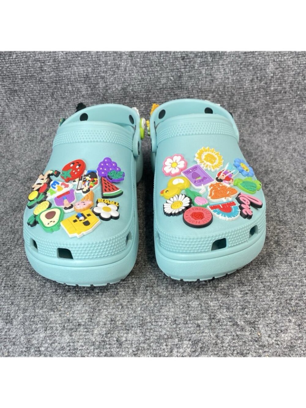 CROCS Original Classic Unisex M9 Women's 11 Aqua Convertible Clogs + 34 Jibbitz - Picture 7 of 12